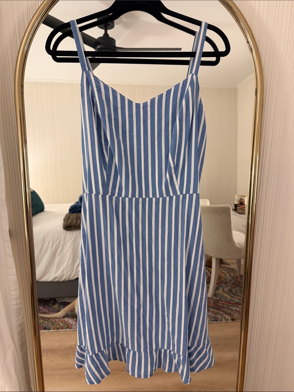 Old Navy Blue and White Striped Mini Sundress
